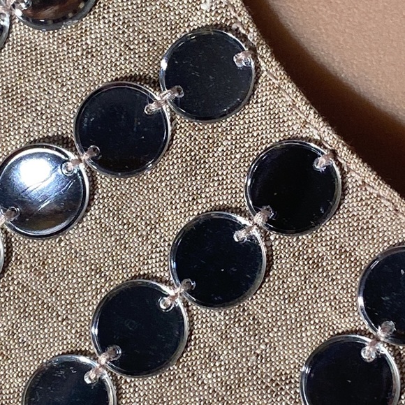 TORY BURCH - linen tank tunic w little mirror discs surrounding neck, zip - 8 - Picture 11 of 16